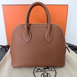 Hermes Mini Bolide 1923 Evercolor Leather Gold & Gold Hardware GHW
